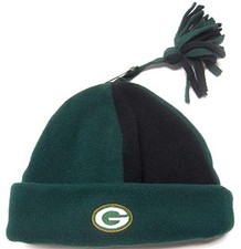 Green Bay Packers NFL Reebok Green Tassel Knit Hat Cap Fleece Winter Beanie