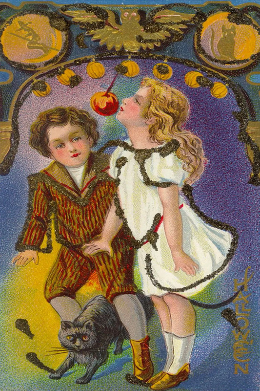 Happy Halloween  SPOOKY Vintage Reproduction Postcard  6" X 4" h10