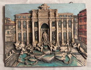 Trevi Fountain Rome, Italy 3-D Resin Wall Plaque 7.5"x 6" Made In Italy