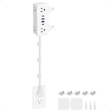 Electrical Outlet Extender Stick, Features 4 USB 6 Outlets, 39in Flexible E...