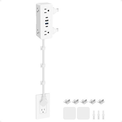 Electrical Outlet Extender Stick, Features 4 USB & 6 Outlets, 39in Flexible E...