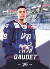 Original autograph Tyler Gaudet Adler Mannheim ice hockey /// autograph signed
