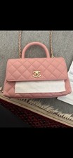 Authentic Chanel Coco Handle Flap Bag Pink Ne...