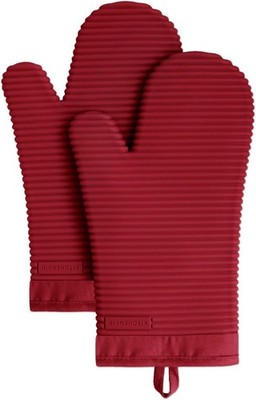 Premium Ribbed Silicone Oven Mitts Heat Resistant Waterproof Kitchen Gloves