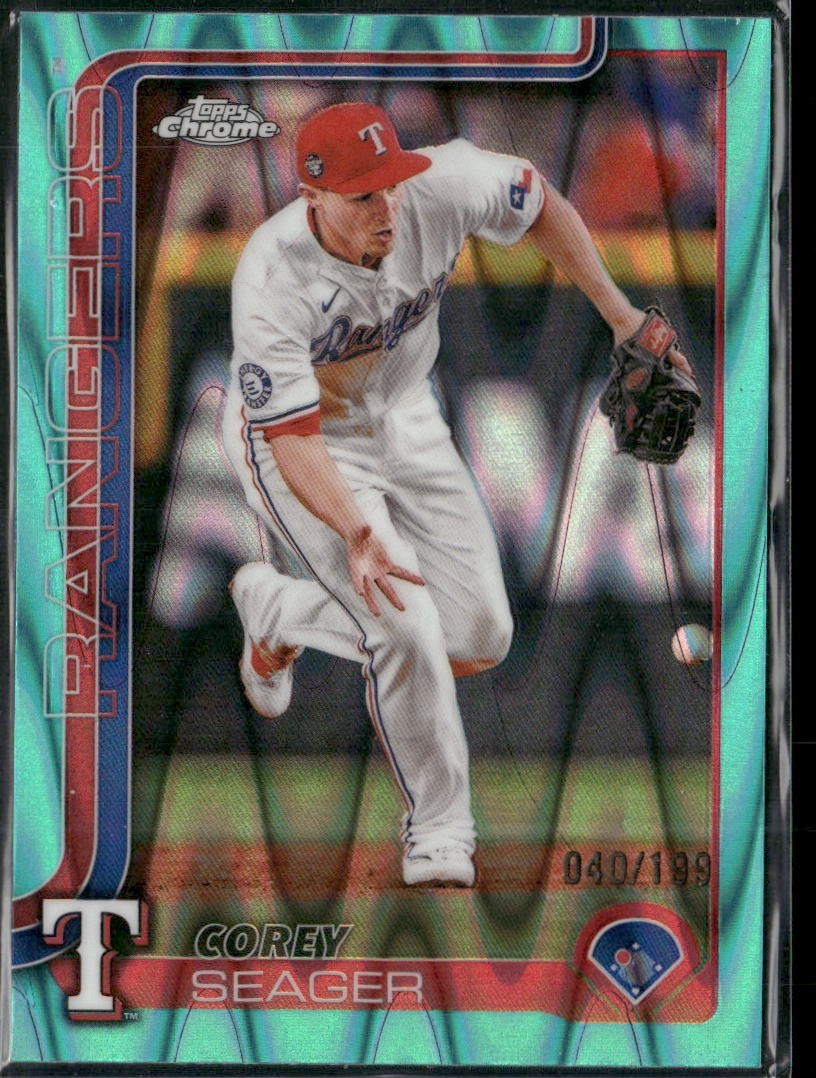 2025 Topps Chrome Aqua Refractor /199 Corey Seager #24 Texas Rangers