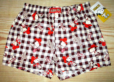 MENS PEANUTS SNOOPY MAROON CHECKED BOXER SHOR...
