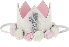 Birthday Crown Baby Girl Flower Tiara Headband Birthday Party Hairband