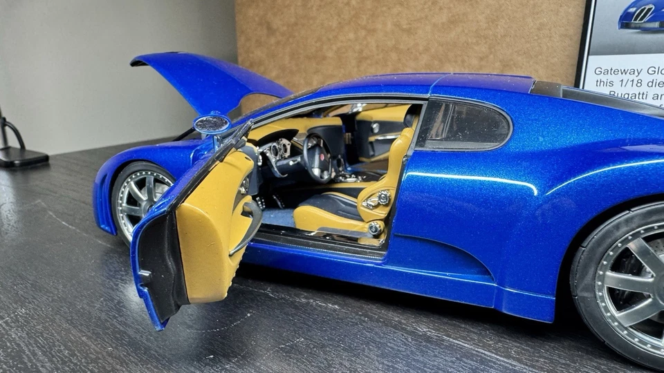 Autoart 1/18 Scale Diecast 70911 - Bugatti EB 18.3 Chiron - Blue Metallic - Image 4 of 4