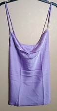 Ekouaer Women's XXL Lavender Camisole Cowl Neck Tank Top Satin Cross Back Camis