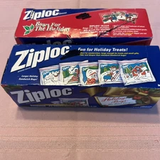 2 Ziploc Holiday Edition Sandwich Christmas Bags 1998 / 2001 1-sealed 1-open