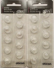2 pack Oticon minifit (BASS 8 mm DOUBLE Vent) Domes 20 Domes / USA Fast shipper