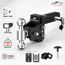 2.5in Adjustable Trailer Hitch 6in Droprise Dual Ball Mount 20k Wlocks
