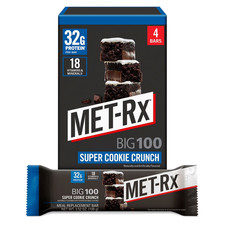 MET-Rx Big 100 High Protein Meal Replacement Bars, Super Cookie Crunch, 4 Ct new
