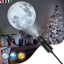 USB Moon Earth Projector Light Ceiling Night Lamp Home Atmosphere Decor Hot USA