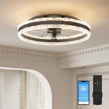 Image of 60CM Smart LED Ceiling Fan, 6 Speeds, Dimmable 3000-6500K, Black