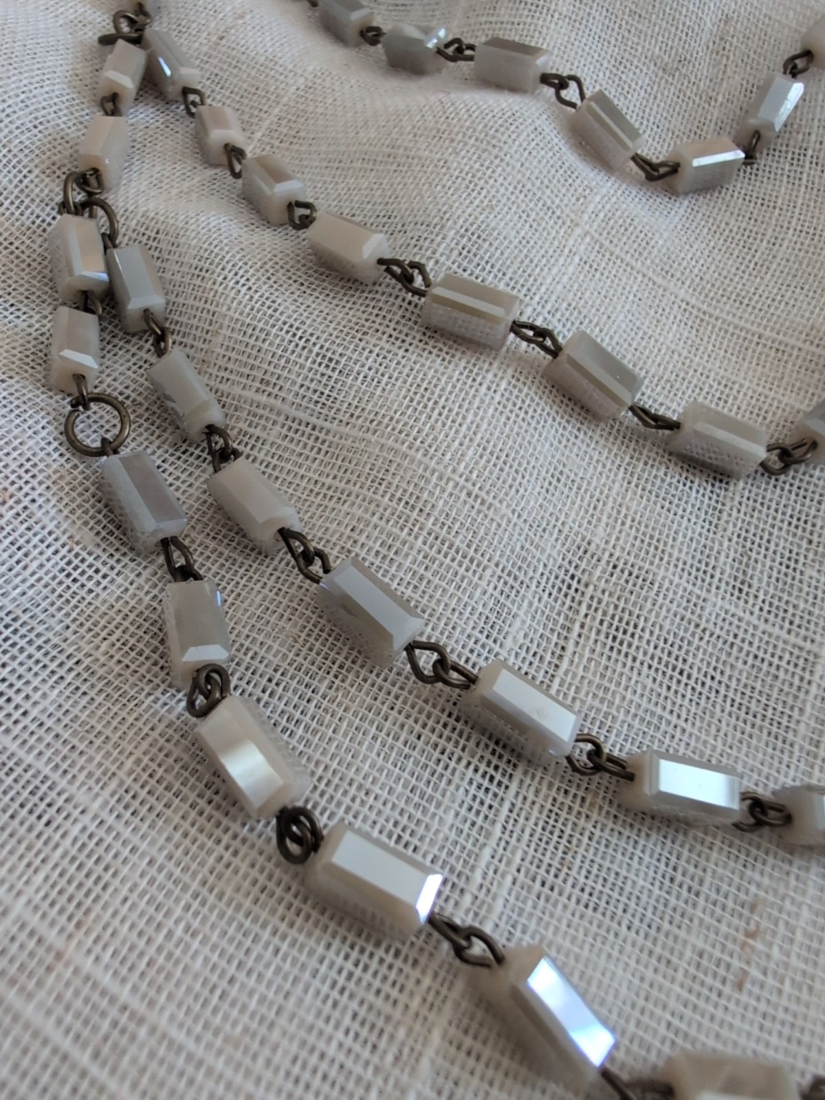 Vintage  4 Strand Rectangular Iridescent Bead Lay… - image 4