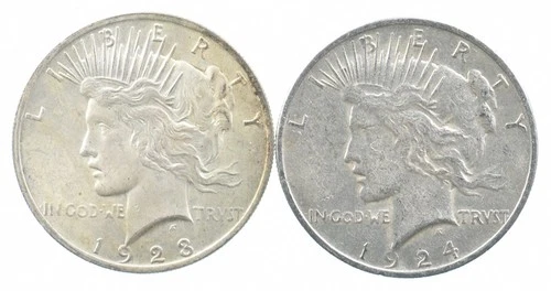 1923 & 1924 & Peace Silver Dollar $1 Bullion Collection Lot *858