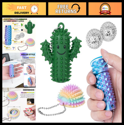 4 PCS Spinning Spiky Roller Fidget Toys, Sensory Pain Relief & Stress Relief Key