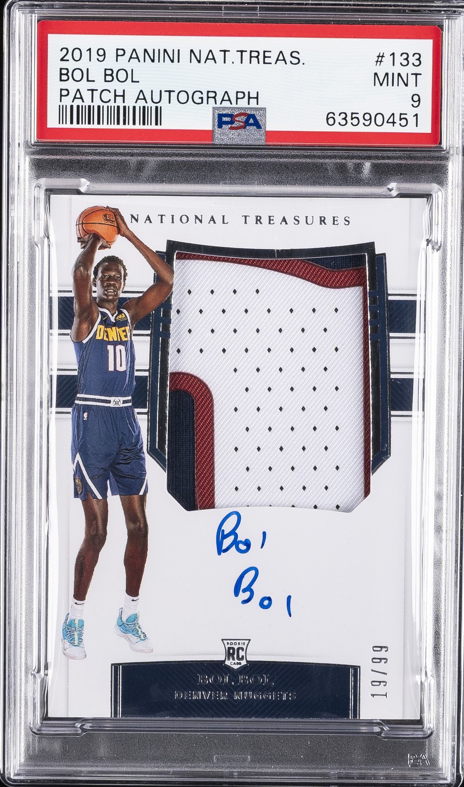 2019 NATIONAL TREASURES PATCH AUTO #133 BOL BOL #/99 PSA 9