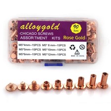90 Sets Rose Gold Chicago Screws Leather Kit 6 Sizes Rivets M5x4 5 6 8 10 12