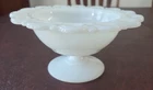 Vintage Anchor Hocking Laced-Edge Milk Glass Pedestal Bowl/Candy Dish