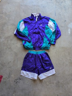 90s Nike Track Suit Men s Larg Teal Purpl White Color Block Track Jacket Vintage