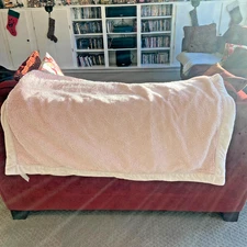 Restoration Hardware Light Pink Faux Fur Throw Lap Blanket Thick Fleece 42”X60”
