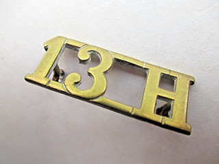 13th Hussars Brass Shoulder Title