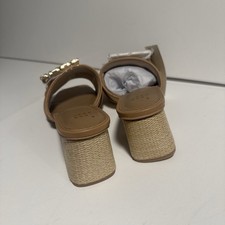 A New Day Women's Beige Kathleen Raffia Buckle Block Heels Sandals 9