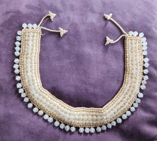 Vintage Ivory Fabric Beaded Collar Fashion Accessory Baar Beards MCM Japan