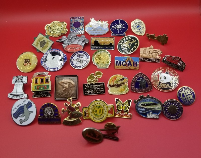 Lot 34 Tourism Pins - United States Tourist Attraction Pins - Great variety!