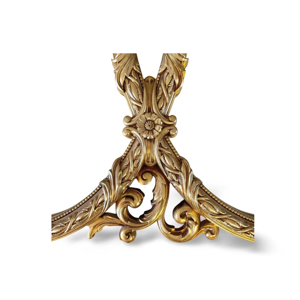 Espejo de triple anillo Bassett ornamentado dorado de mediados de siglo Foto 4 de 4