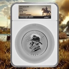 2025 NGC PL-70 5 oz GRANT Silver Coin .9999 Fine Silver Commander Series INSTOCK 108.47 per troy oz