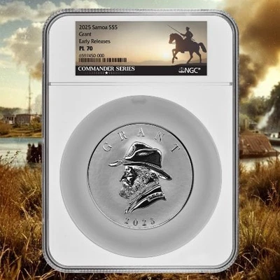 2025 NGC PL-70 5 oz GRANT Silver Coin .9999 Fine Silver Commander Series INSTOCK - Image 1 of 4