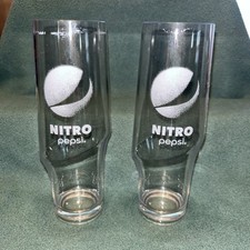 Set Of 2 Pepsi Nitro Clear 7" Drinking Cup Plastic with White Logo Collectors