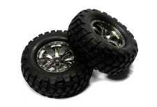 TAMIYA RC Model Rock Block Tires with Tapered 6 Spoke Wheels (CC01) 54483
