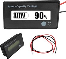 12V 24V 36V 48V Battery Capacity Voltage Meter with LCD Display  Color: White