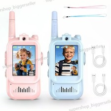 2 Pcs Rechargeable Kids Video Walkie Talkies - Camping/Hiking Toys Ages 3-12