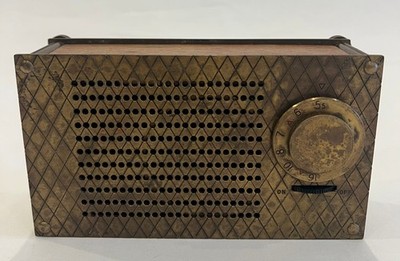 Raytheon T-100 The Premiere Brass Transistor Radio Swiss Made 1950s