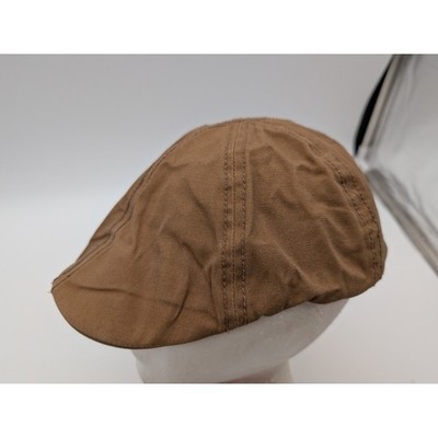 Levis Mens Brown Canvas Flat Cap Ivy Newsboy Hat Leather Logo Patch