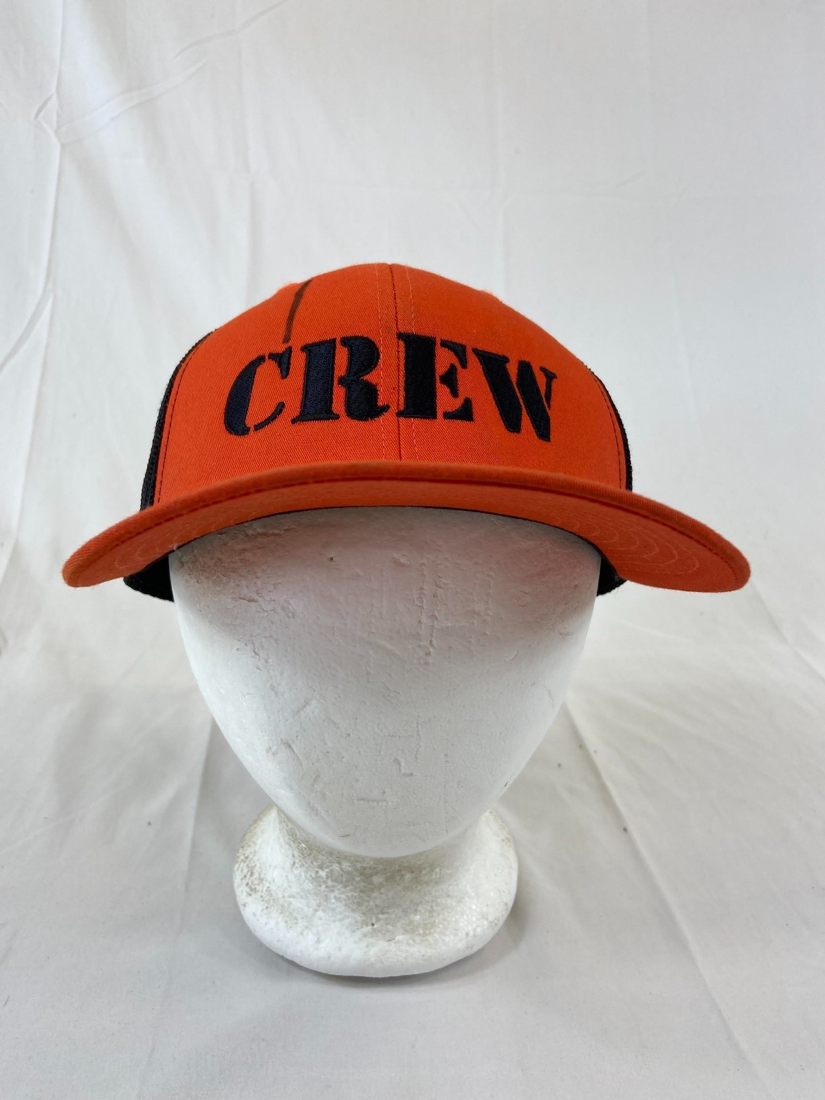 CREW Baseball Cap Snapback Hat Mesh Back Orange W… - image 1