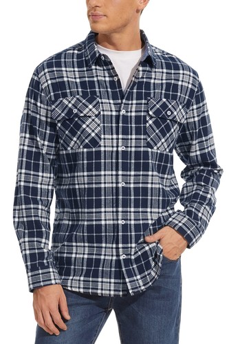 Camisa de franela a cuadros ligera informal de algodón manga larga primavera otoño para hombre - Imagen 47 de 73