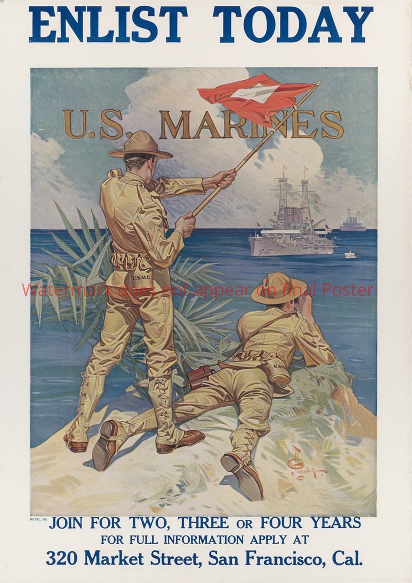 US Marines Set Propaganda Poster WW1 WW2 USMC vintage nice