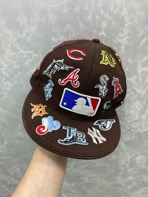 All MLB 30 Team Logos Colored Hat Cap Size Brown /Multi