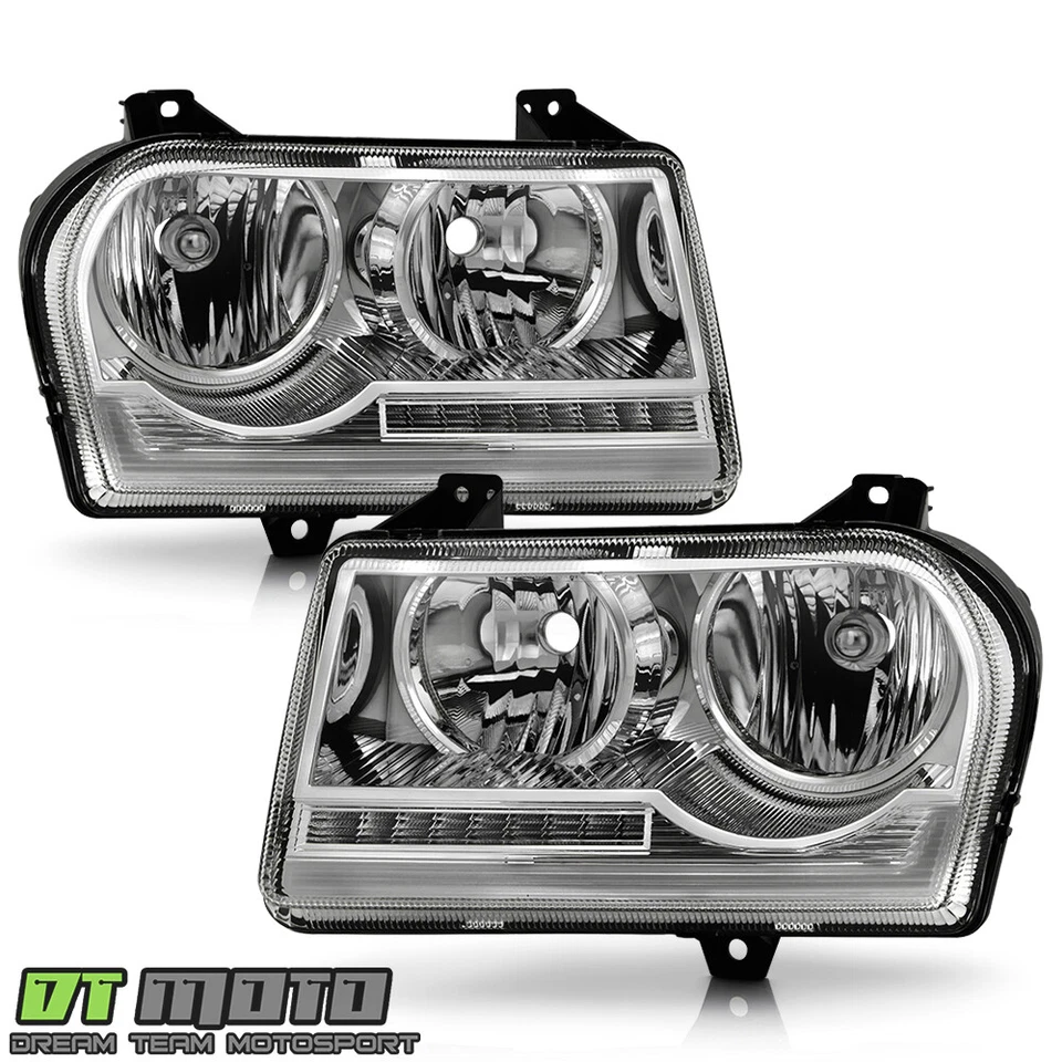 Faros halógenos LED cromados para Chrysler 300 2005-2010 con faros de señal Foto 3 de 4