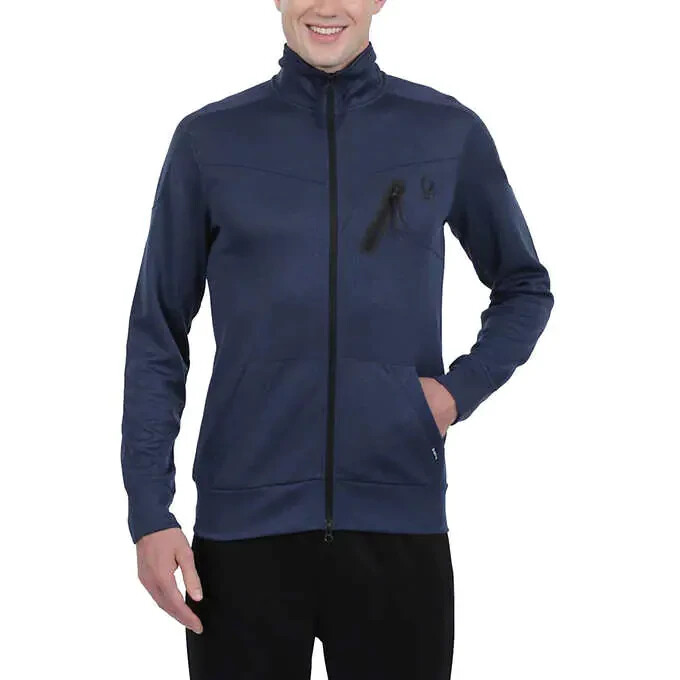 NWT Spyder Active Men's Full Zip Chest Pocket Jacket Blue