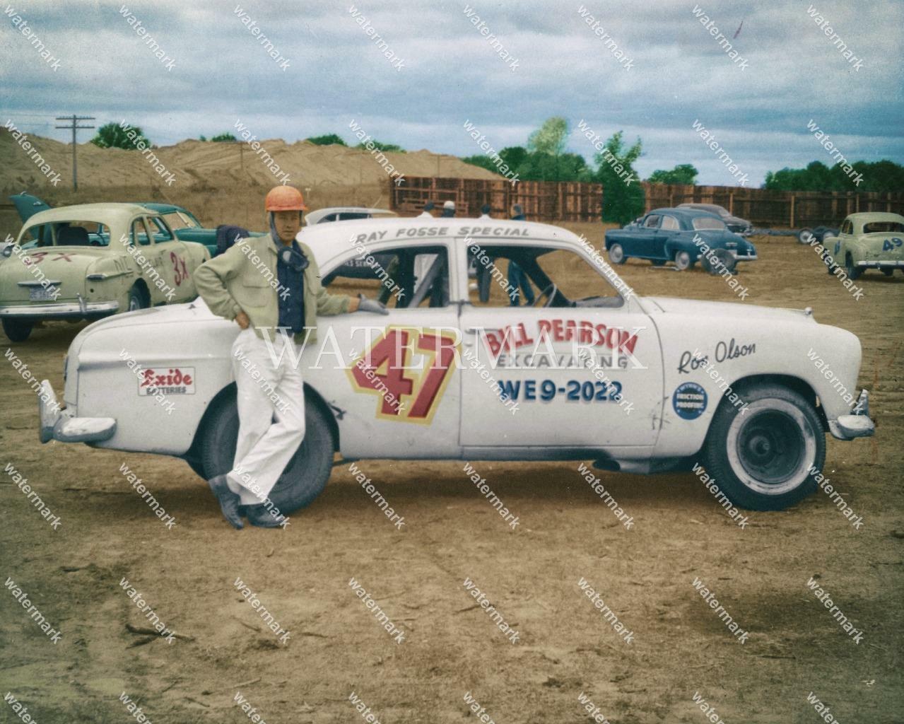 DM42 Ron Olson 1958 Minnesota Stock Car Racing 8x10 11x14 16x20 Colorized Photo
