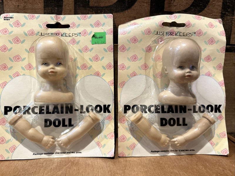 Lot of 2 Vintage Wang's Baby Doll Head & Arms Porcelain-Look NIP
