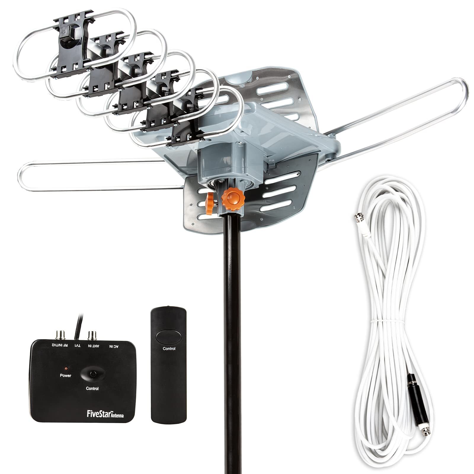 Outdoor 150 Mile Motorized 360 Degree Rotation OTA Amplified HDTV Antenna for...