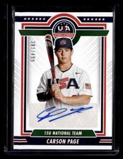 2022 Panini USA Baseball Stars & Stripes Carson Page Rookie RC Auto #'d /499